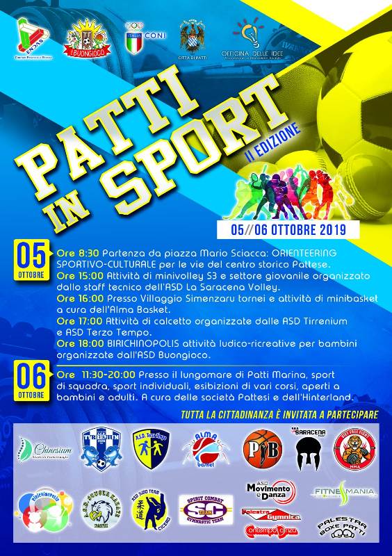 Patti, nel fine settimana ci sarà la seconda edizione di “Patti in sport”
