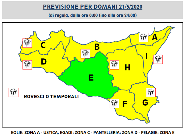 Meteo – In Sicilia in arrivo forti piogge e temporali. Allerta meteo gialla