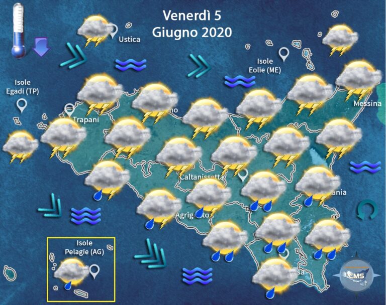 Domani torna il maltempo in Sicilia: in arrivo piogge e temporali