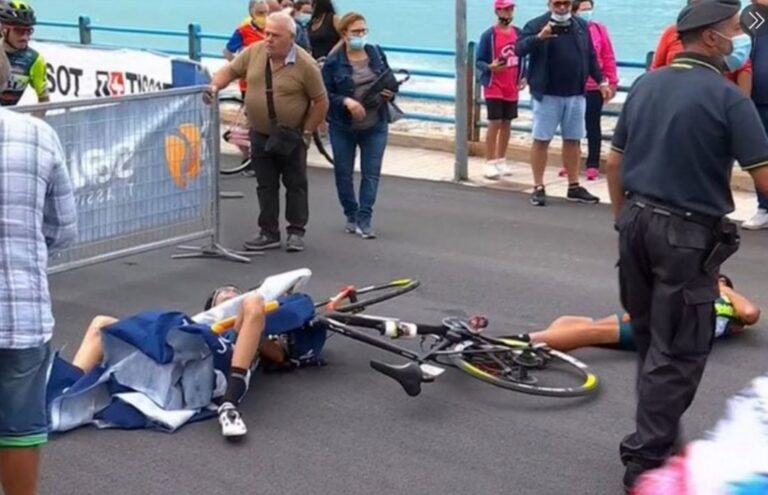 Villafranca Tirrena, incidente al Giro d’Italia: trauma cranico per Wackerman