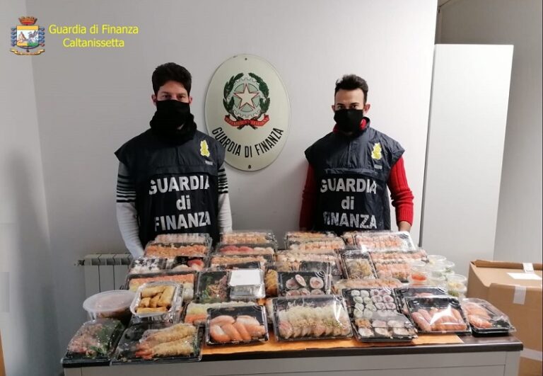 Mussomeli, la guardia di finanza ha sequestrato oltre mille pezzi di sushi
