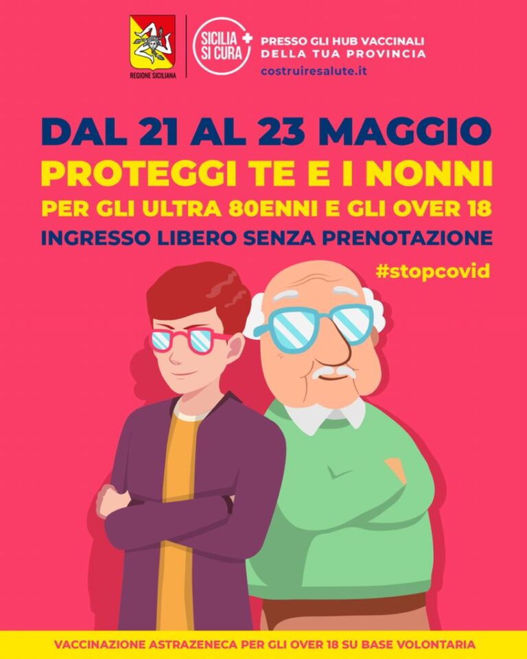 Sicilia – Al via oggi la campagna “Proteggi te e i nonni”, per vaccinare anziani e i loro accompagnatori
