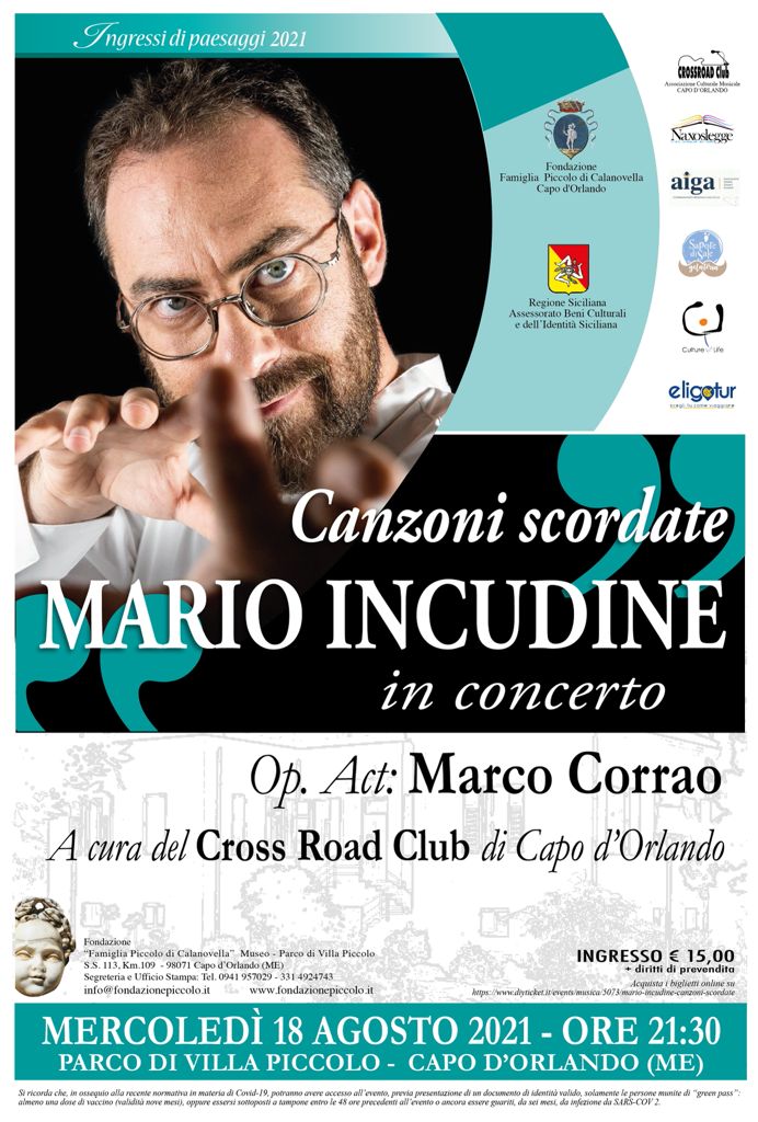 Capo d’Orlando – Mario Incudine protagonista a Villa Piccolo il 18 agosto