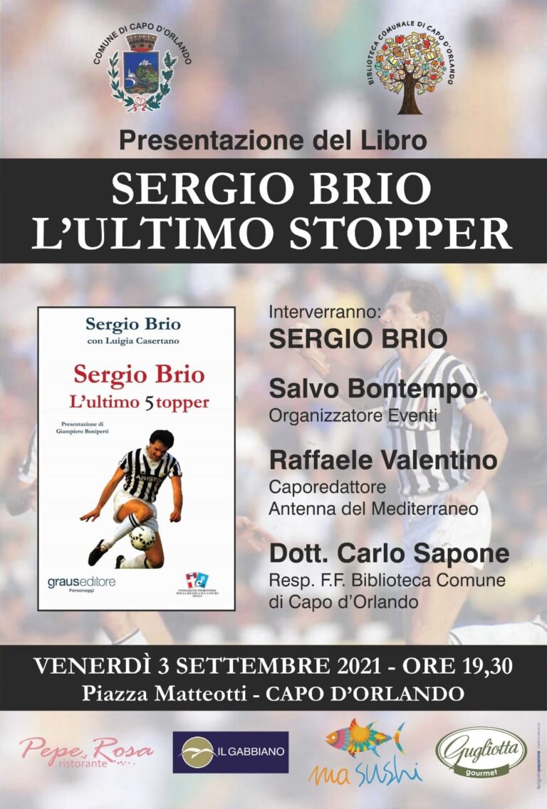 Capo d’Orlando – “L’ultimo stopper”, il libro sulla storia di Sergio Brio presentato venerdì in Piazza Matteotti