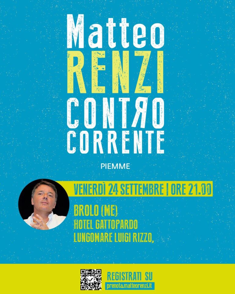 Domani sera Matteo Renzi a Brolo per presentare il suo libro “Controcorrente”