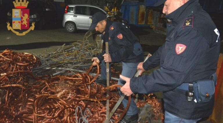 Messina: la Polizia sequestra oltre 3 tonnellate di rame di illecita provenienza. Denunciato 37enne
