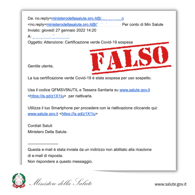 “Green Pass sospeso”, attenzione alla nuova truffa via mail