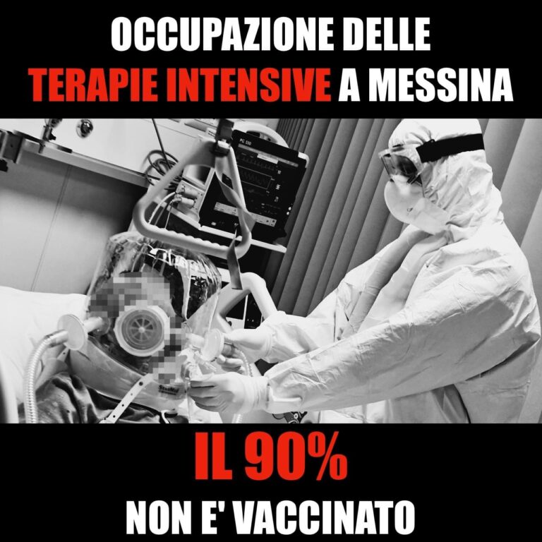 Ufficio straordinario covid Messina: “il 90%dei ricoverati in rianimazione non è vaccinato”