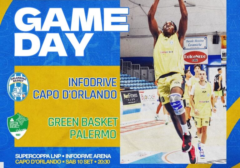 Stasera alle 20.30 Infodrive Capo d’Orlando contro Green Basket Palermo. Ingresso gratuito alla Infodrive Arena