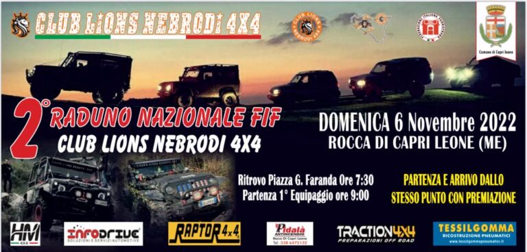 Il 6 novembre a Capri Leone il 2° raduno nazionale “Club Lions Nebrodi 4×4”