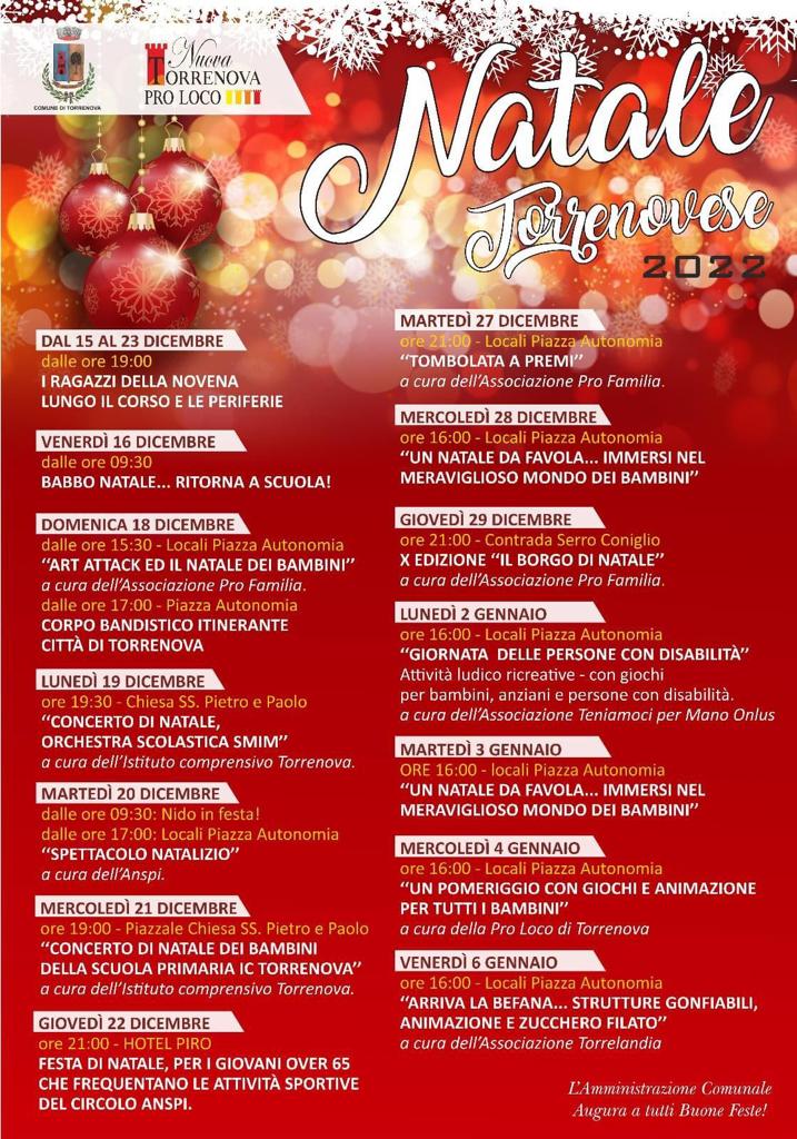Torrenova: cartellone di Natale, tra appuntamenti della tradizione e spazi per i più piccoli