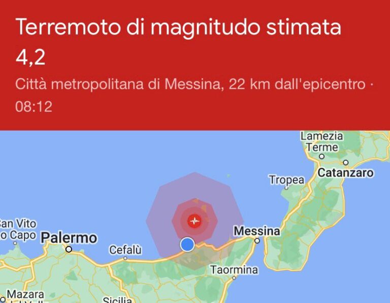 Forte scossa di terremoto tra Capo d’Orlando e le Eolie. Avvertita dalla popolazione