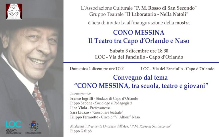 “Cono Messina, il teatro tra Capo d’Orlando e Naso”, mostra al Loc dal 3 all’11 dicembre