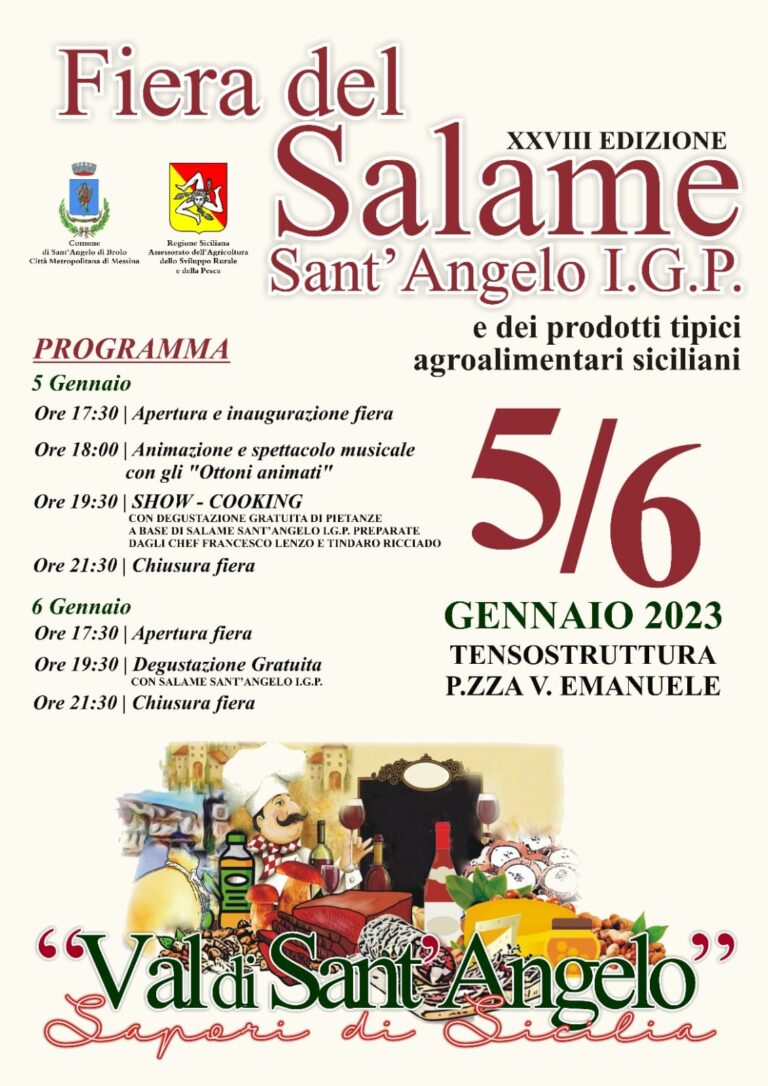 Sant’Angelo di Brolo – Prende il via la XXVII edizione della Fiera del Salame Sant’Angelo I.G.P.