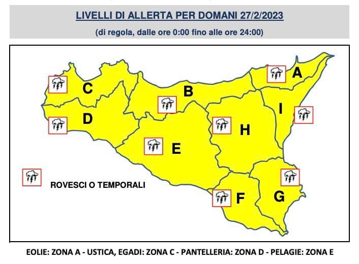 Sicilia – Allerta gialla per lunedì, il bollettino meteo