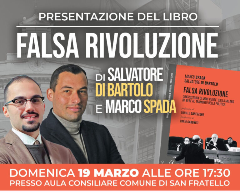 “Falsa rivoluzione”, a San Fratello il 19 marzo la presentazione del libro su “Mani Pulite”