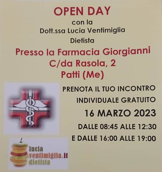 Patti: “open day” con la dietista Lucia Ventimiglia