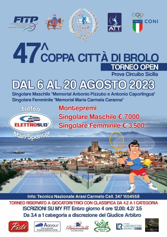 Tennis: la 47° coppa “Città di Brolo”