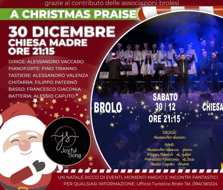 Brolo, tanti eventi per chiudere il 2023 e un fine anno col botto. Stasera il concerto Gospel alla Chiesa Madre