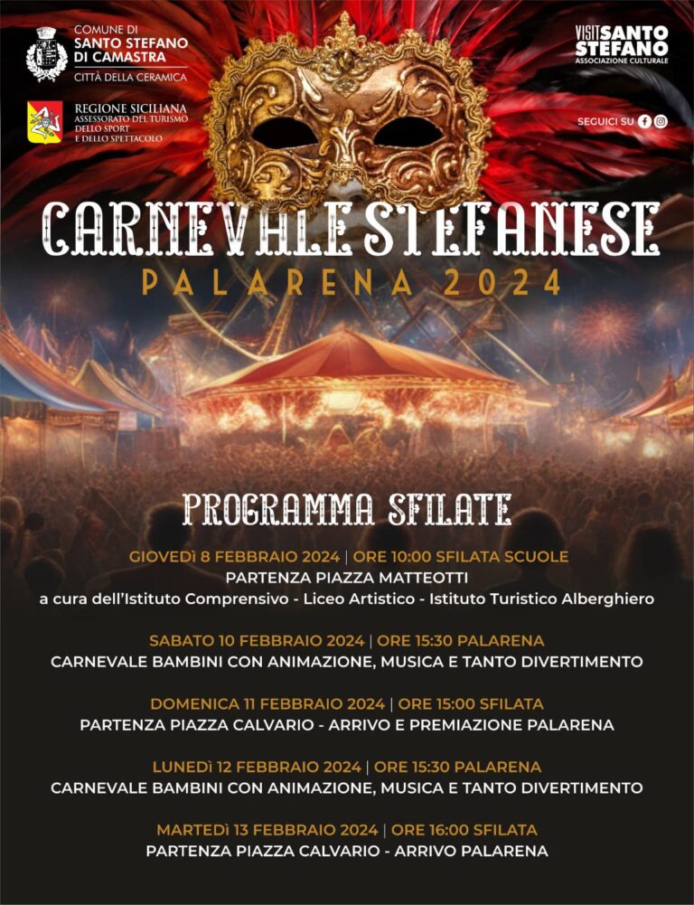 Santo Stefano Camastra, presentato il cartellone del Carnevale 2024. Otto giornate di divertimento