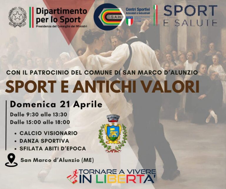 San Marco d’Alunzio: domenica 21 aprile evento su Sport e Antichi Valori