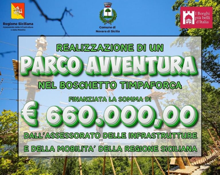 Finanziato dalla Regione Siciliana il progetto per realizzare un parco avventura a Novara di Sicilia