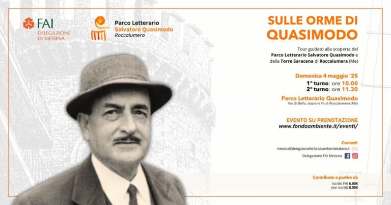 Roccalumera: domenica 4 maggio al Parco Letterario: “Sulle Orme di Quasimodo”