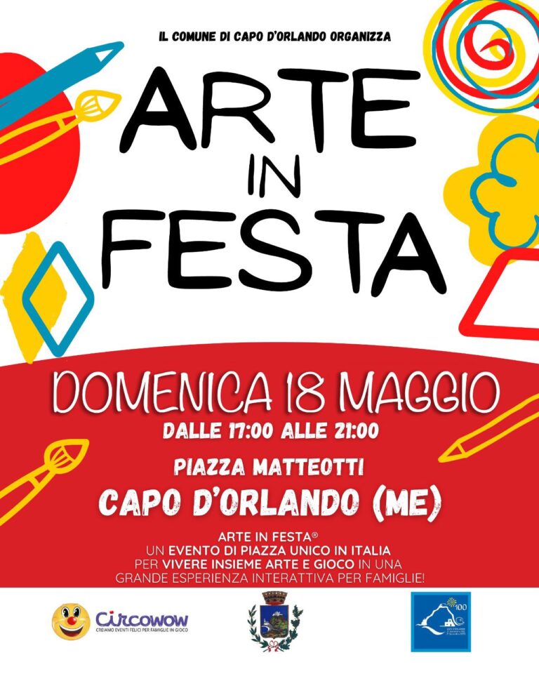 Capo d’Orlando – Domenica dalle 17.00 in Piazza Matteotti l’evento “Arte in Festa”, dedicato a tutta la famiglia – VIDEO