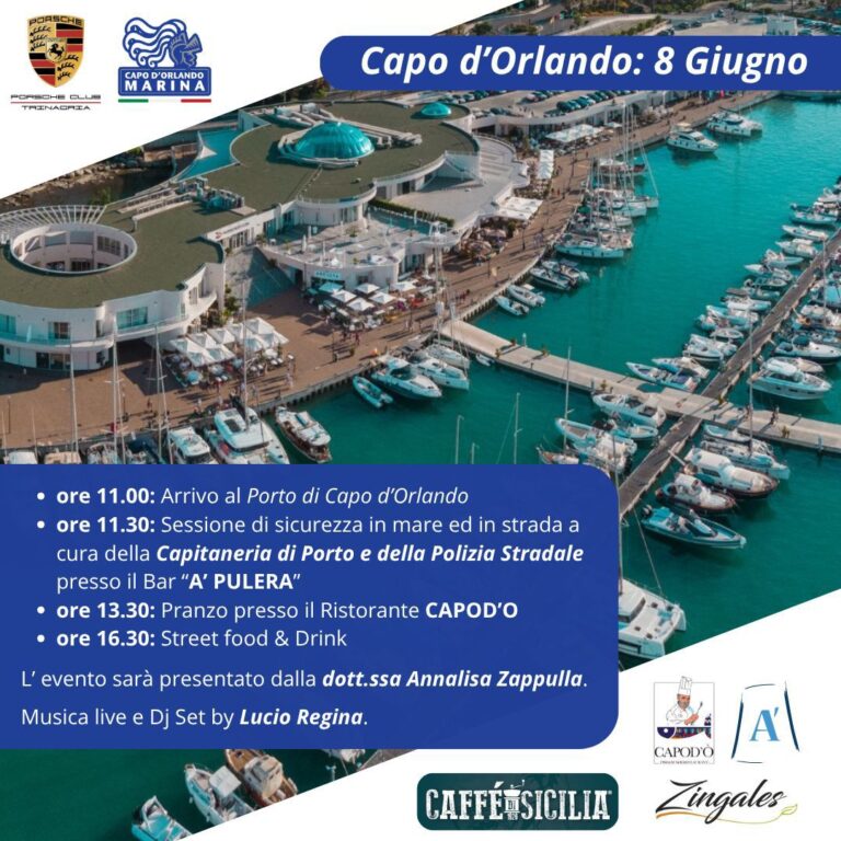 Capo d’Orlando – Domenica raduno di 60 Porsche al porto per una giornata tra motori, sicurezza e territorio