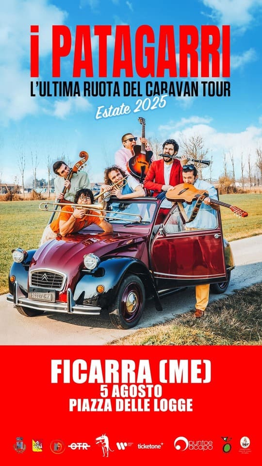 Ficarra – Il 5 agosto il concerto dei Patagarri con “L’Ultima Ruota del Caravan” Tour Estate 2025