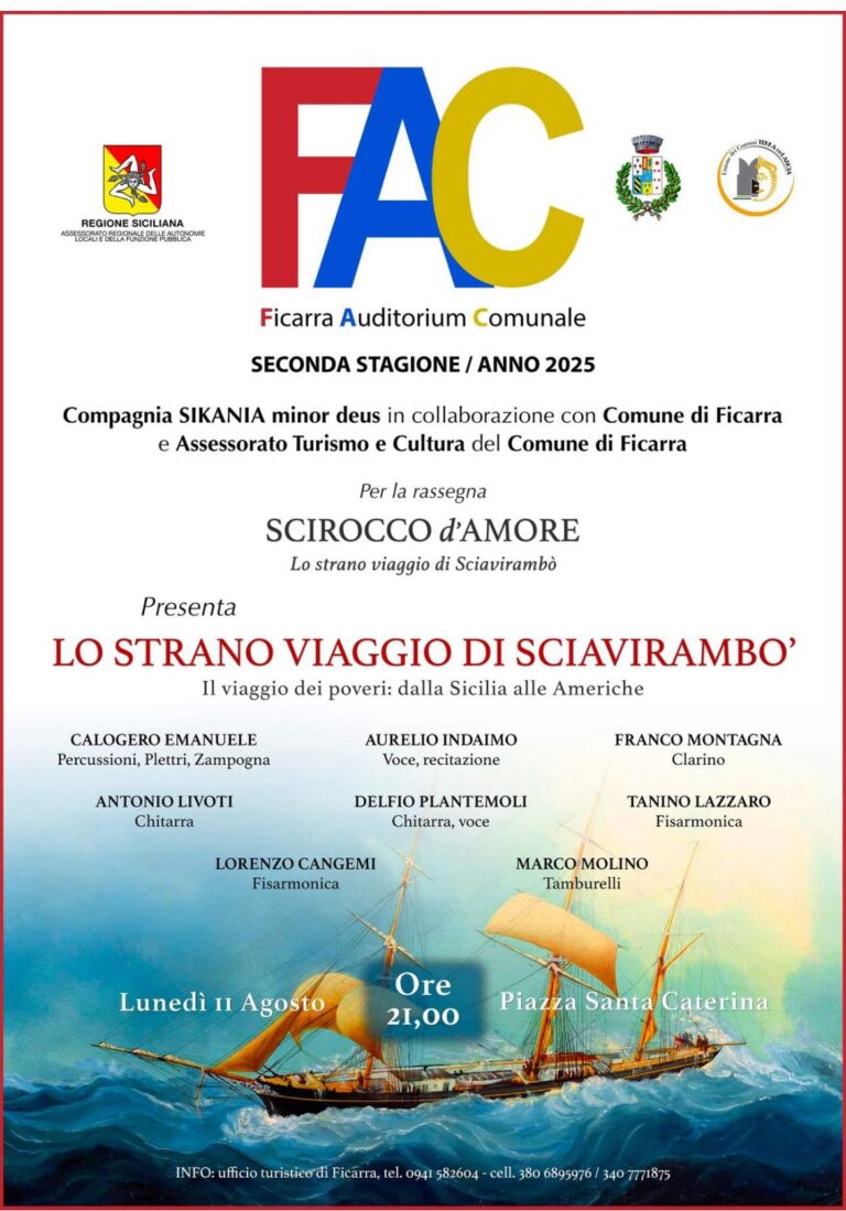 Ficarra – Lunedì 11 agosto “Lo strano viaggio di Sciavirambò” della compagnia Sikania Minor Deus