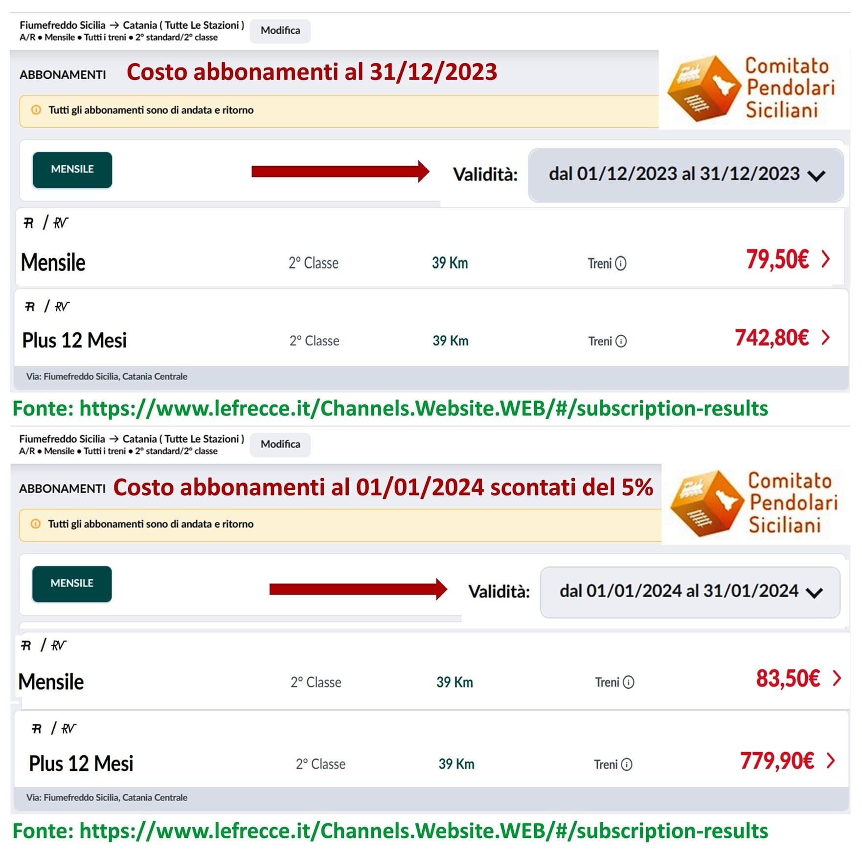 25 dicembrte 2023 Costo abbonamenti mensili e annuali sconto 5 per cento-2